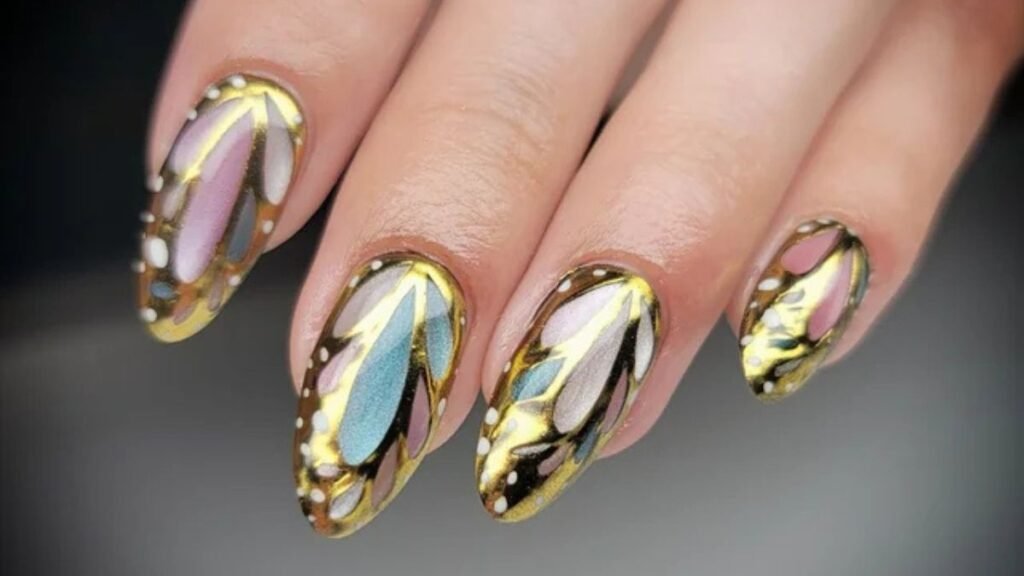 3D Gold Floral Art on Metallic Shimmer